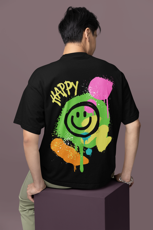 Happy Oversized T-Shirt - Black Noir