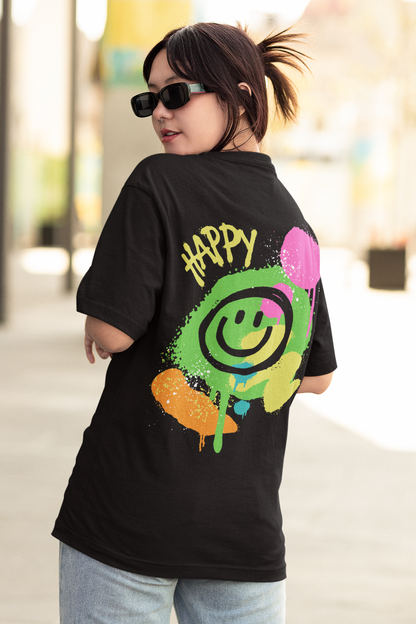 Happy Oversized T-Shirt for Women's - Black Noir