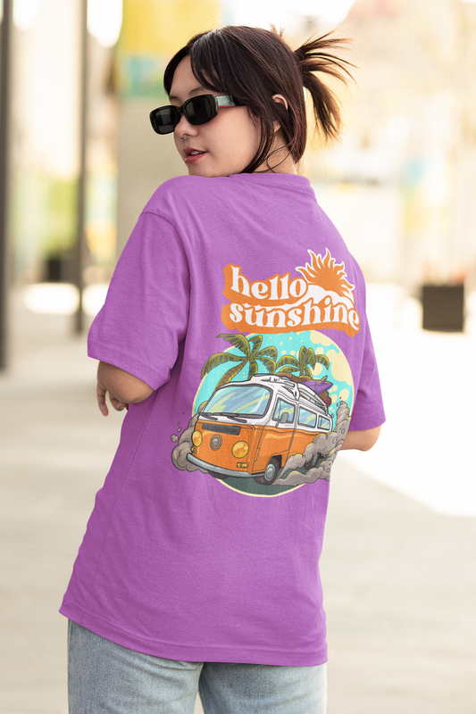 Hello Sunshine Oversized T-Shirt for Women's - ⁠Lavish Lavender