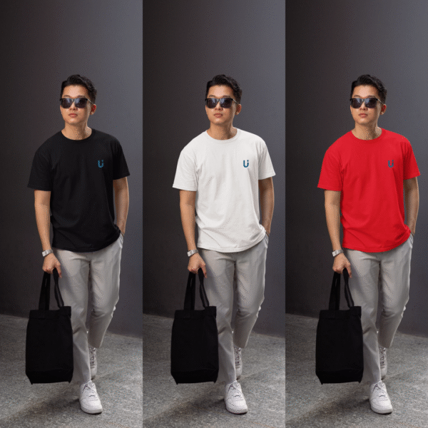 TRIPLE CLASSIC PLAIN T-SHIRT – RED, WHITE & BLACK